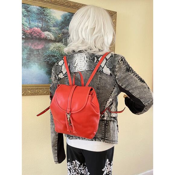 Rare Vtg Coach legacy leather drawstring backpack red 9368 - Picture 3 of 10